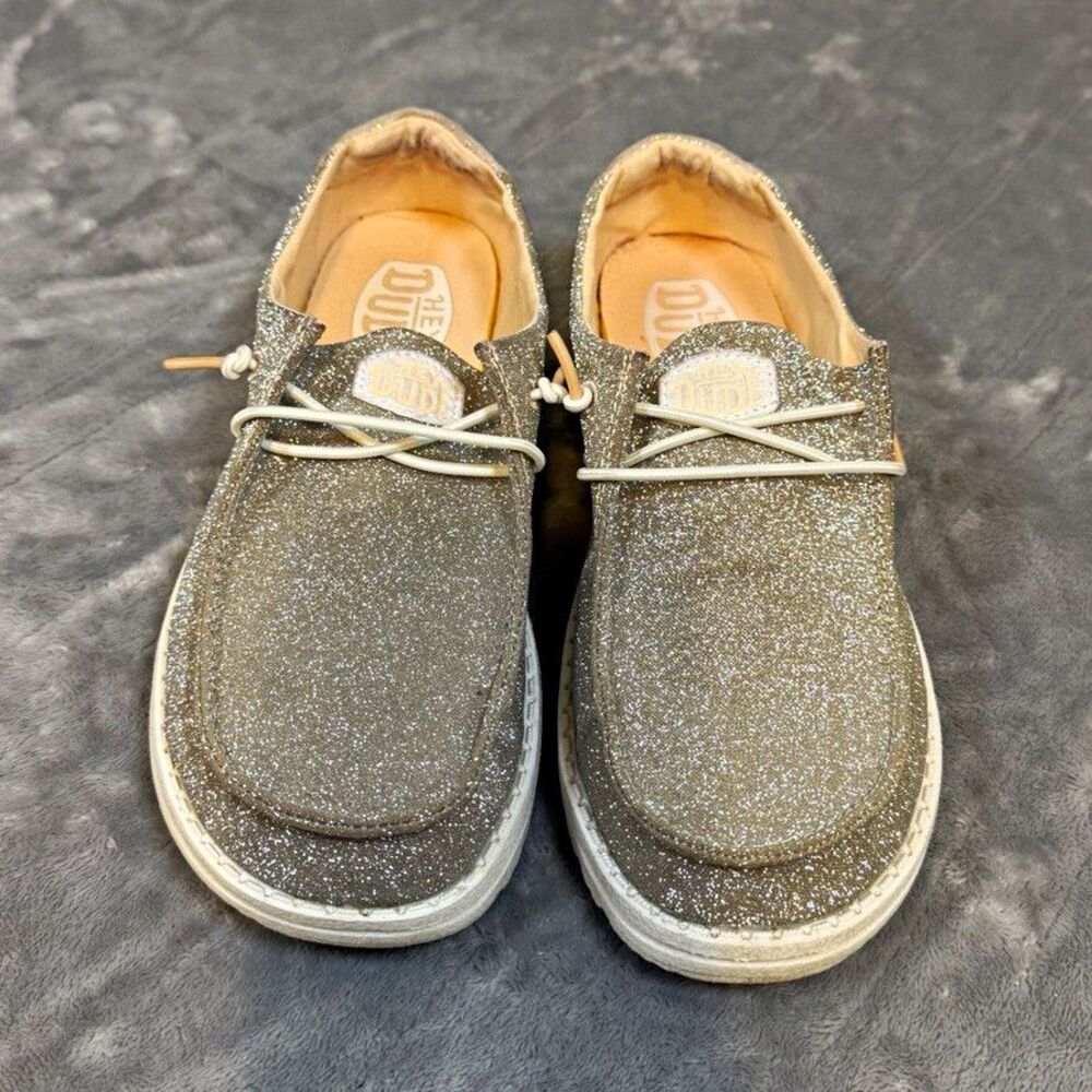 Hey Dude Wendy Metallic Sparkle Rose Gold Glitter Lightweight Casual W 7 EU 38